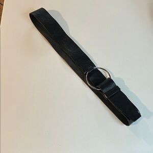 Banana Republic Black leather belt with silver buckle. Adjustable.